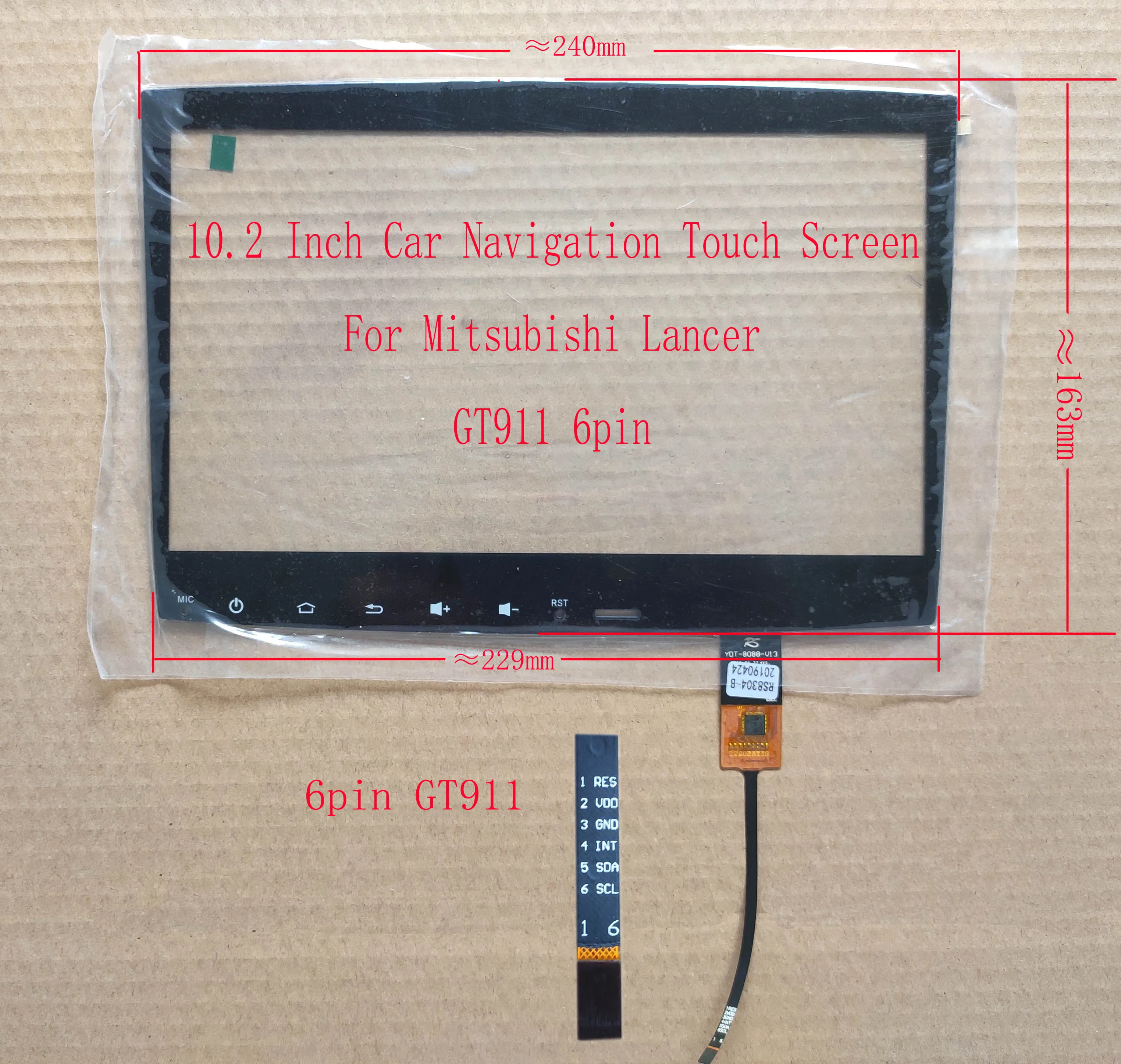 Tela de Toque Sensor de Polegada Para-m Itsubishi Lancer x Gt911 6pin 240 Milímetros 163 Milímetros Zp4092 Zp2092 Jts052 101 Yt002 Rs8304 Ydt8088 10.2