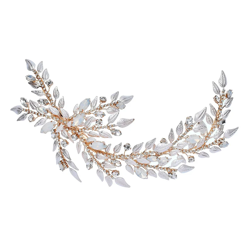 SLBRIDAL, ручная работа, золотые хрустальные стразы, цветочный лист, свадебная заколка для волос, заколка для волос, гребень для волос, свадебные аксессуары для волос, Женские Ювелирные изделия - Окраска металла: Hair Clip 6248
