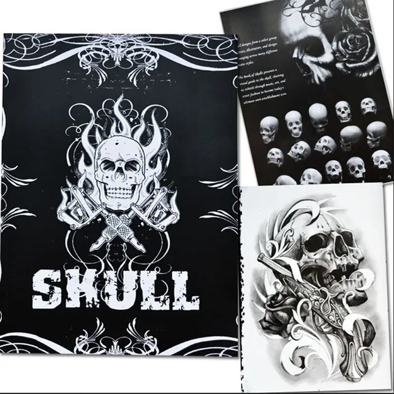 76 страниц А4 книга татуировки черный сексуальный Череп Дизайн Эскиз флэш тату