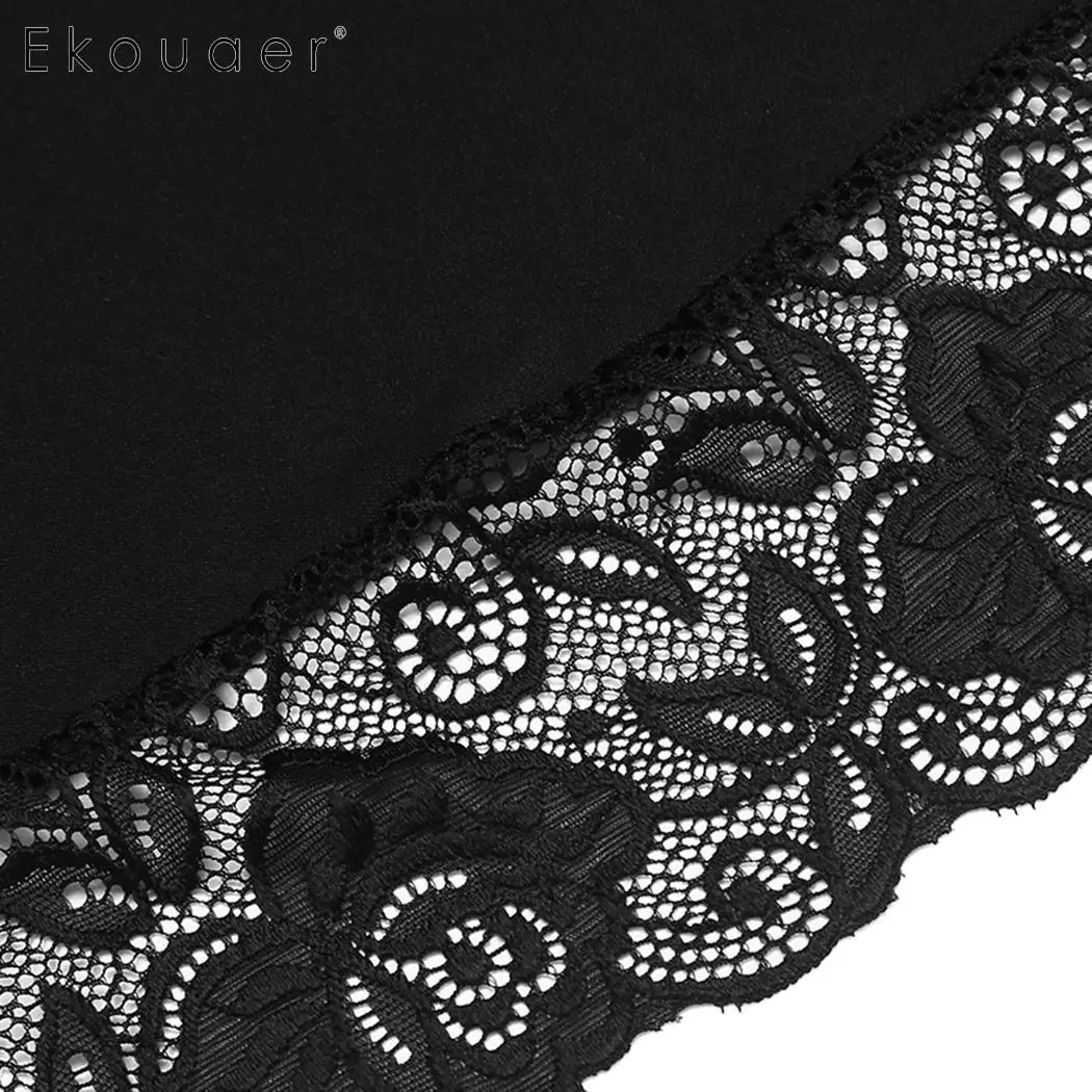 Ekouaer/Женская Сексуальная Ночная одежда для отдыха, ночные рубашки на бретельках, без рукавов, кружевная Лоскутная одежда для сна ночнушка