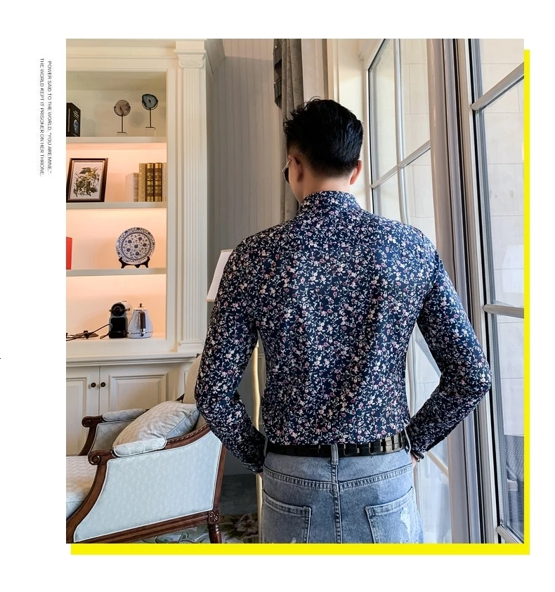 Уличная одежда, топ Camisa Social Masculina Manga Longa, ретро бренд, Повседневная рубашка для мужчин,, Мужская одежда, рубашка с цветочным принтом, длинный рукав
