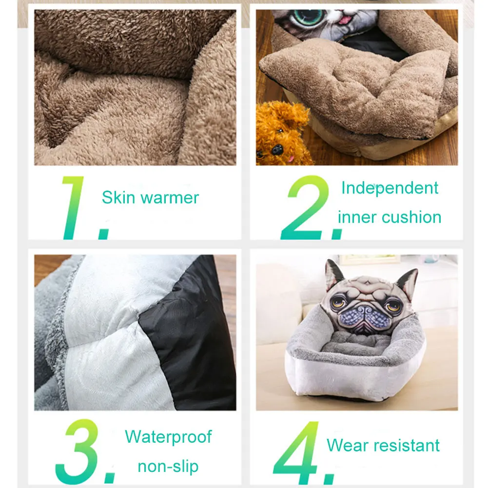Pet Dog Nest Soft Comfortable Cartoon Printed Warm Cats House Sleeping Bag Mat Pet Supplies SLC88