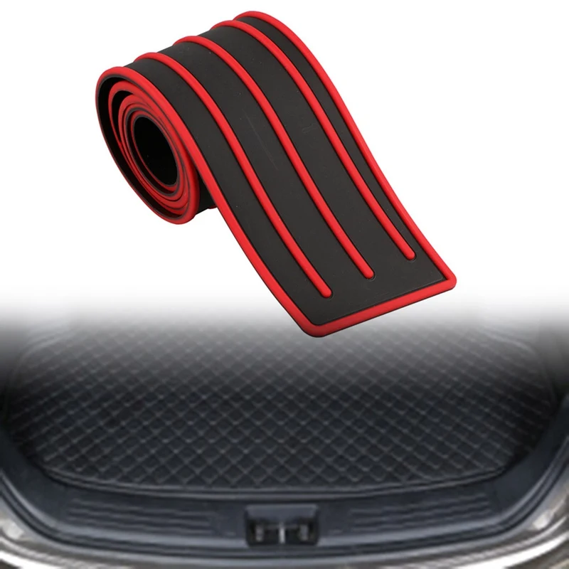 

90*8cm Rubber Car Door Sill Bumper Protector Trunk Guard Plate Sticker Rear Bumper Protection Trim Cover Strip Scratch Plate