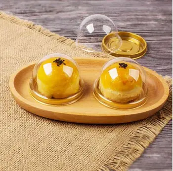 

50pcs Clear PVC Cupcake Box round Transparent Gift Box With Base Inside Wedding Party Candy Box Food Packaging Boxes Wholesale