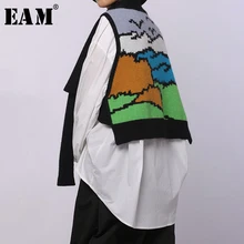 [EAM] Женская вязаная Асимметричная повязка, сохраняющая тепло, шарф, длинный, индивидуальный, модный, осенне-зимний,, 1D190