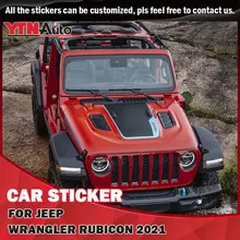 

For Jeep Wrangler Rubicon 4xe 2021 Bonnet Hood Scoop Car Stickers 4xe Words Stripe Graphic Vinyl Cool Car Decals Accessories