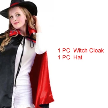 

Women Adult Gift Props Witch Satin Cloak Set Game Costume Cosplay Hat Halloween Cape Performance Dance Party Masquerade