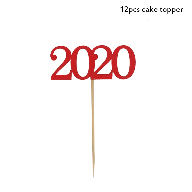 12pcs cake toppers Новогодний Топпер для торта веселый рождественский капкейк Топпер флажки для украшения дома Navidad новогодние вечерние на Рождество kerst natal - Цвет: 12pcs cake toppers