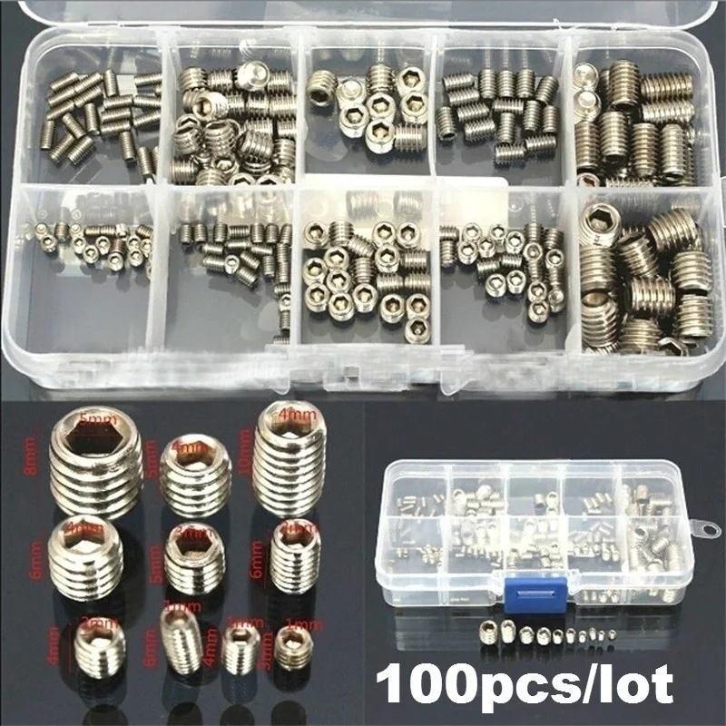 Hardware-Accessories Screw Furniture Allen-Head Hex-Socket-Set Wooden Small Box 100PCS