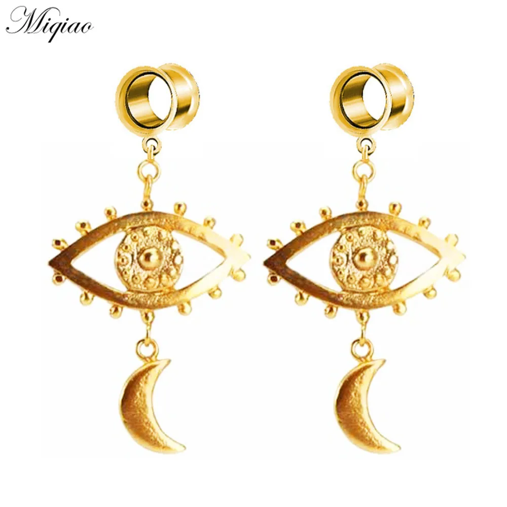 

Miqiao 2pcs Hot Sale Stainless Steel Devil's Eye Moon Double Horn Ear Expander Exquisite Human Body Piercing Jewelry
