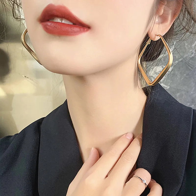 

European And American Retro Temperament Exaggerated Earrings Geometric Square Earrings Fashion Personality Big Earrings Earrings