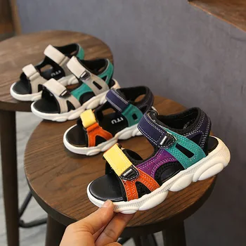 

Children's Sandals 2020 Summer New Beach Shoes Boys Girls Flat Heel Shoes Non-slip Soft Bottom Small Kids Baby Sandals D06023