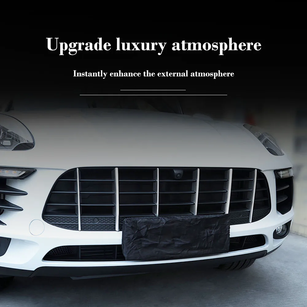 

Car grilles trim for Porsche Macan 2014-2017 Headlight fog light cover handler trim front racing grille clip sticker car styling