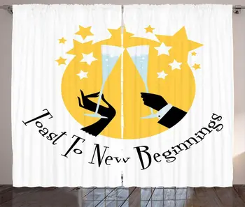 

Charcoal Grey Mustard Champagne Curtains Toast to New Beginnings Calligraphic Ceremonial Concept Having Fun Living Room Window