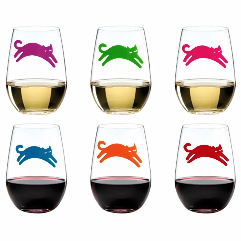 Party Cats! Silicone Kitties Wine Glass Markers