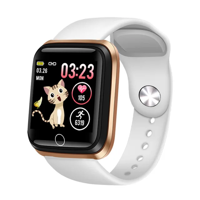 Умные часы для мужчин и женщин, пульсометр, измеритель артериального давления, шагомер, фитнес-трекер, спортивные водонепроницаемые Смарт-часы для IOS Android - Цвет: Gold white