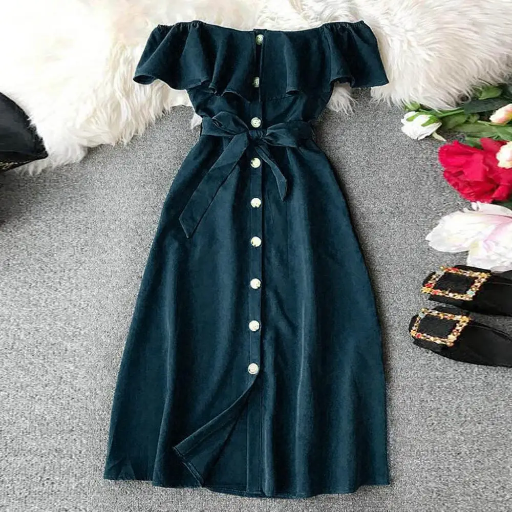 Vestido Blanco Largo Fiesta летнее платье XL женские летние повседневные платья с открытыми плечами и пуговицами для вечеринок свободное платье Z4