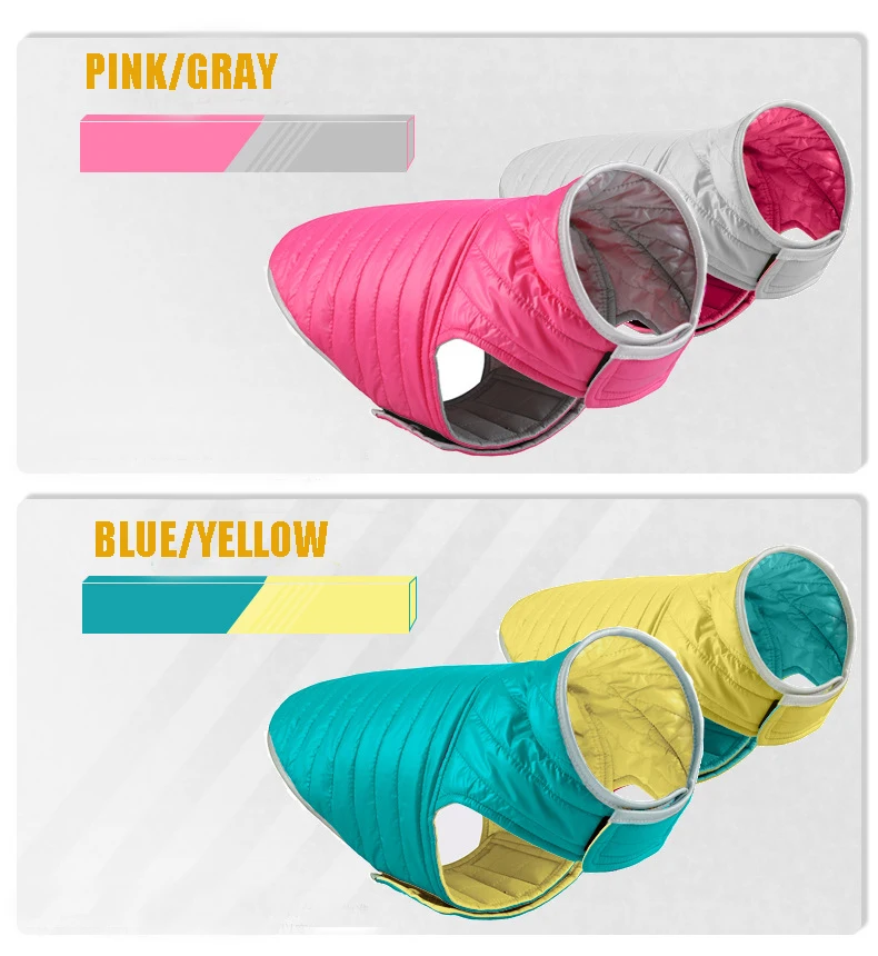 Double-Sided Waterproof Puppy Jacket Winter Pet Dog Warm Clothes Vest Coat For Medium Dogs Reflective Clothing Pet Outfit XS-XXL