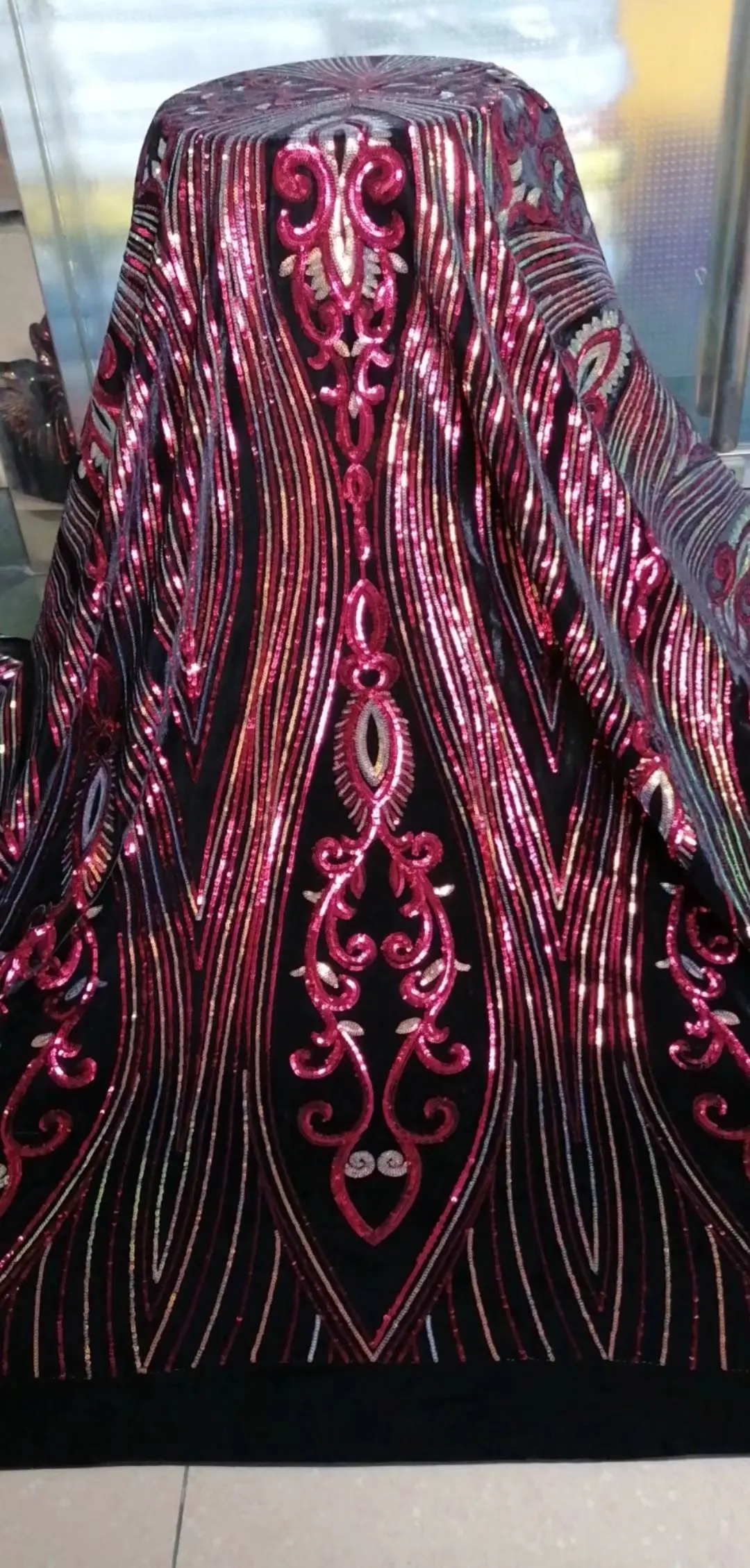 PROD 1005003441685845 African French velvet Lace Fabric 2022 RED High
Quality velvet Lace Nigerian Sequence Net Lace Material For Women Dress