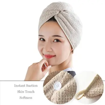 

Microfiber Dry Hair Cap Coral Fleece Fast Drying Towel Wrap Hat Quick Cap Bath Head Wrap for Women