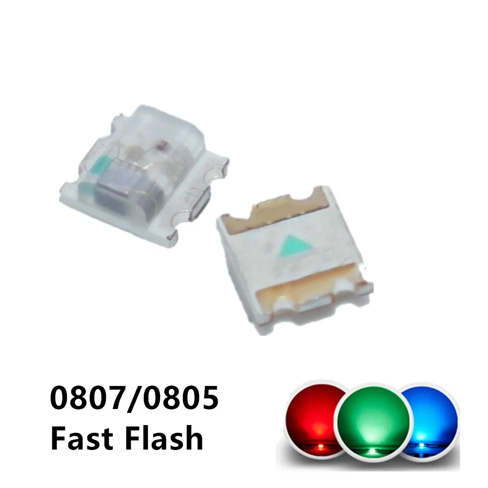100 шт 0805 RGB Красочные 2 0*1 8*0 8 мм многоцветное мерцание 0807 диодный светодиодный