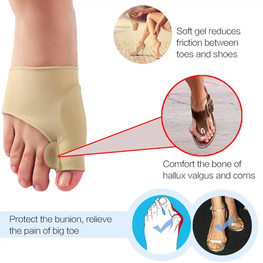 1Pair Toe Separator Hallux Valgus Bunion Corrector Orthotics Feet Bone Thumb Adjuster Correction Pedicure Sock Straightener