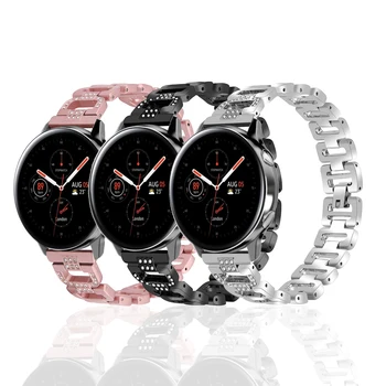 

For Samsung Galaxy Watch Active 2 Strap 20mm Metal Stainless Steel Chained Diamond D-shaped Watch band For Samsung Galaxy