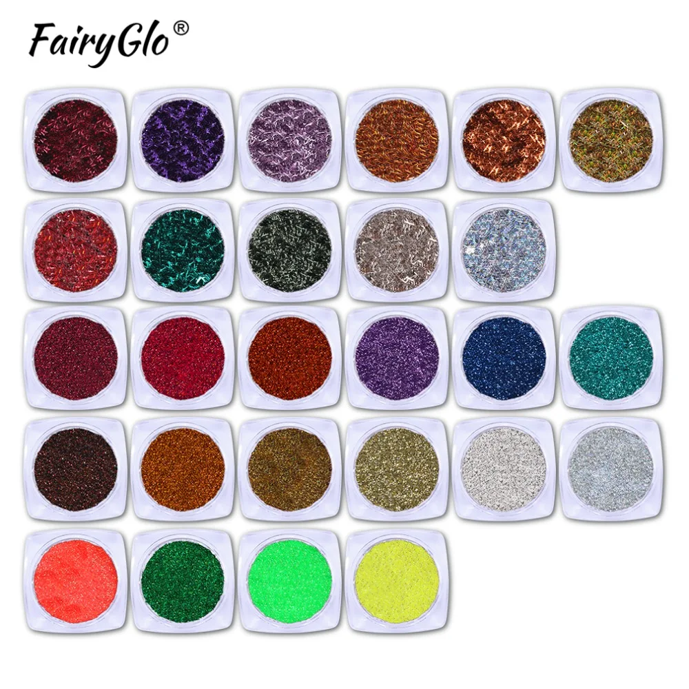 FairyGlo 1 коробка акриловый порошок для ногтей блестки чешуйки голографические