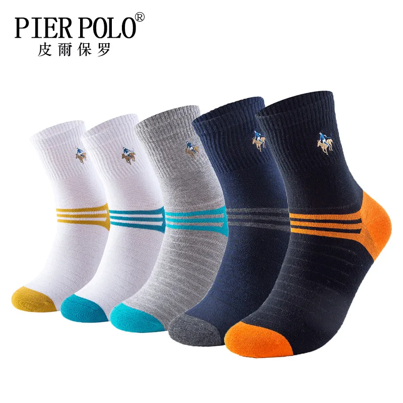 5 пар/лот Высококачественная брендовая одежда Pier Polo модные Повседневное хлопковые носки Бизнес вышивка Для мужчин носки от производителя;