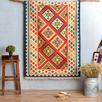 308A Turkish folk style home hand-woven wool KILIM living room bedroom restaurant coffee table sofa thin carpet gc137kli05yg2 - Цвет: 308A