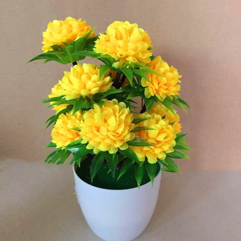 

10x20cm Silk Home Floral Decor Supply Potted Plant Landscape Artificial Chrysanthemum Bonsai Artificial Plants