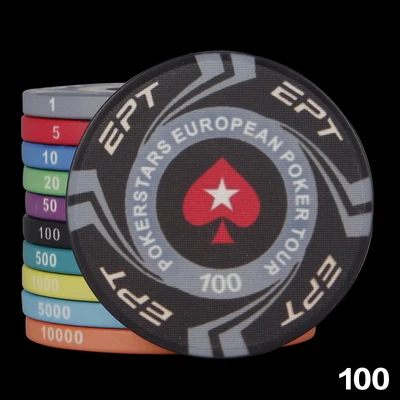 20 шт./лот ETP керамические покерные фишки Texas Hold'em Baccarat казино клубный игровой карты маджонг круглый персиковый конфетти «сердечки» набор настольной игры - Цвет: 100 Face value