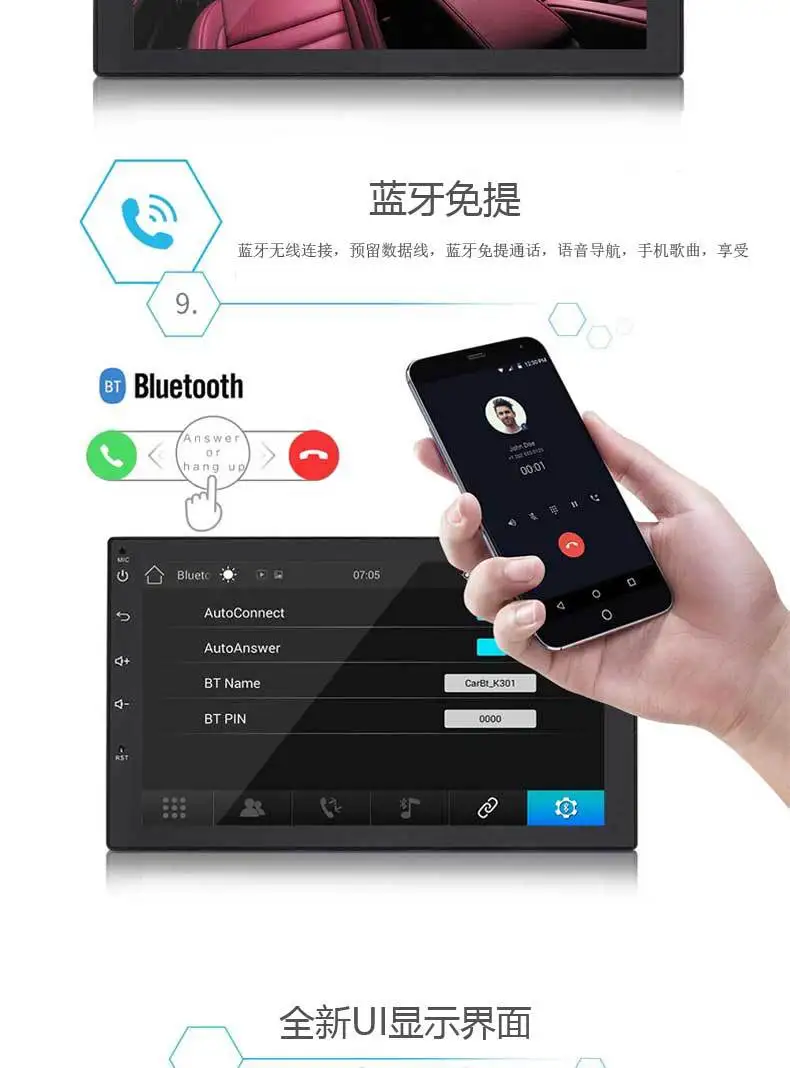 Cheap 2 Din Stereo Receiver Central Multimidia Android 7 Inch Capacitive Screen MP5 Bluetooth HD Player FM Navigation Auto Radio Car 10