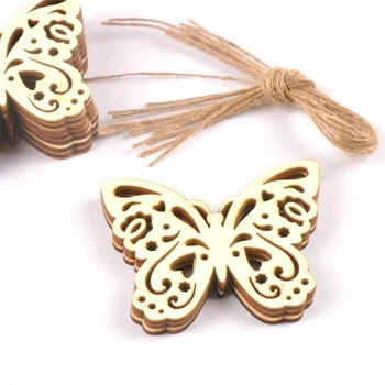 

10pcs Wooden Butterfly Christmas Tree Toys Articles For Chirstmas Hanging Ornaments Xmas Decor For Home Party Wedding New Year