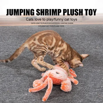 

Electric USB Charging For Cats Bite Kitten Catnip Realistic Interactive Play Moving Lobster Pillow Pet Plush Toy Crinkle Chew