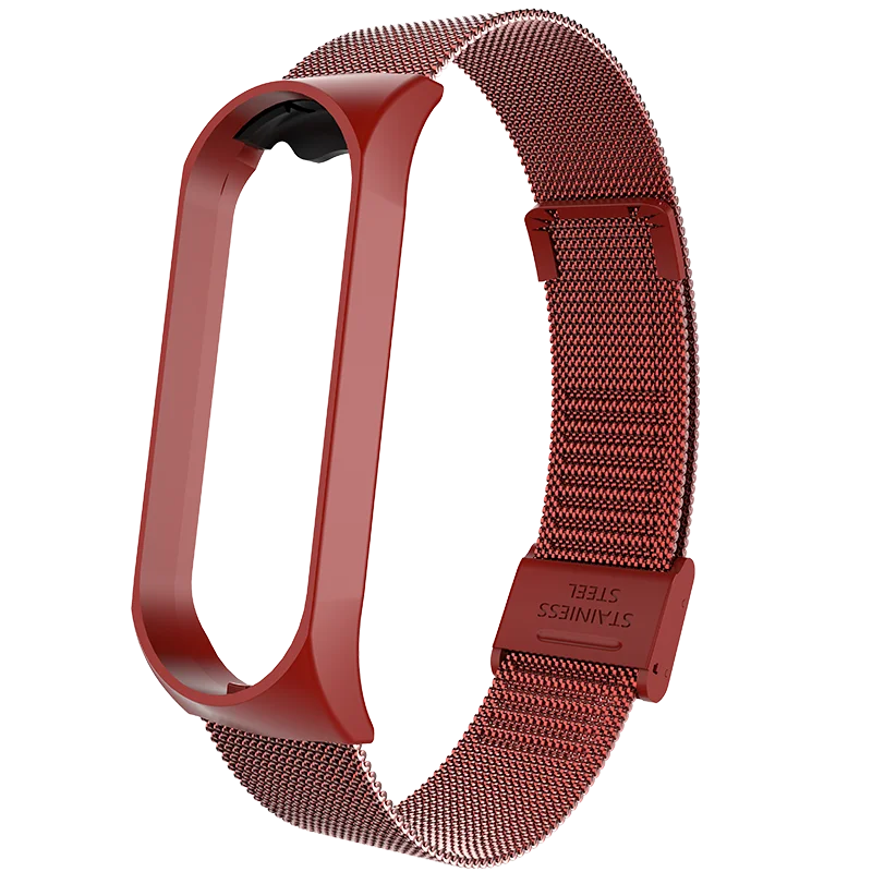 Buckle Red Rovtop ремешок для Xiaomi Mi, 3 ремешка для Xiaomi Mi, 3 браслета для Xiaomi Mi, 4 магнита, металл, нержавеющая сталь - Цвет: Buckle Red