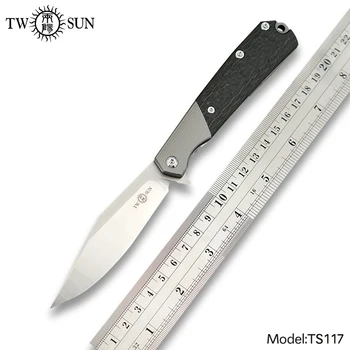

TWOSUN Knives 14C28N blade folding Pocket Knife tactical knife hunting knife outdoor survival tool EDC Titanium Fast Open TS117