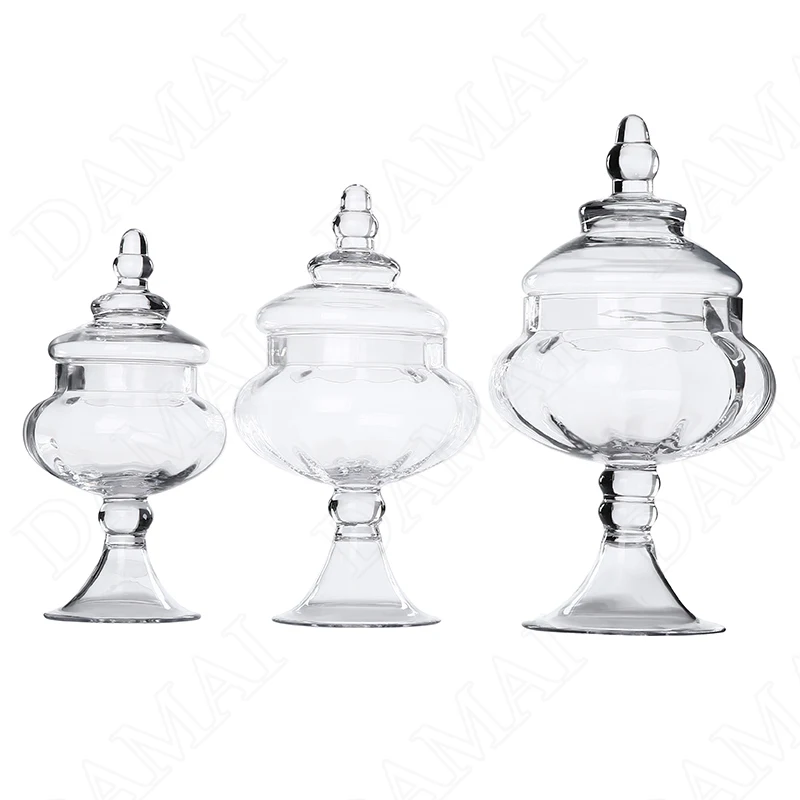 Creativity Tall Feet Clear Storage Jar with Lid European Modern Grain Dispenser Coffee Table Desktop Candy Snacks Glass Bottle 6