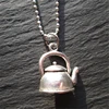 Antique Silver Color Teapot Charm Necklace, Minimalist Tea Time Jewelry 1
