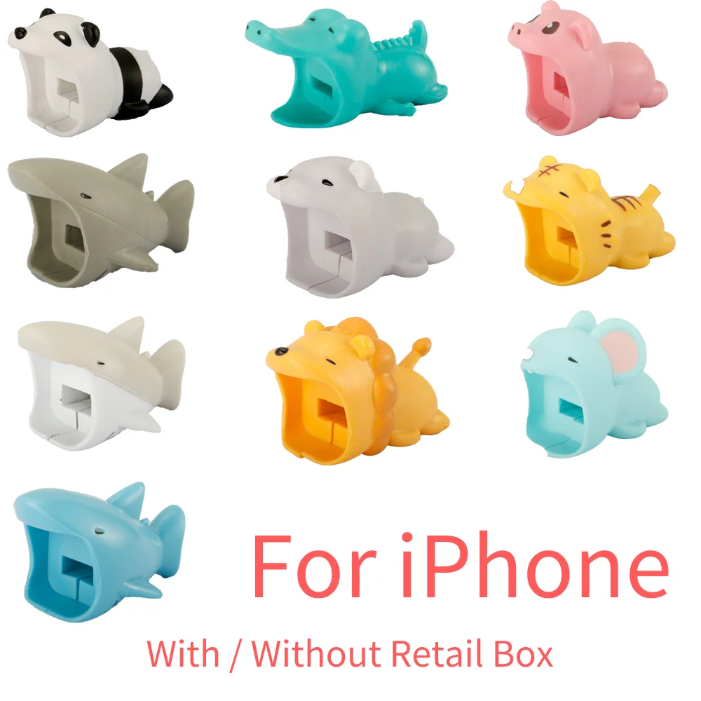 

QMXD 1Pcs Cute Cable Bite Animals Adapter Protect For iphone Charging Cord Cable Buddies Phone Holder Accessory With Retail Box