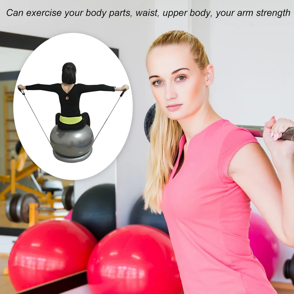 Exercise Stability Yoga Ball with Stability Base Resistance Bands for Gym Home Office Flexible Fitness Seat Balance Ball