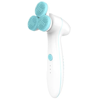 

Blue Silicone Facial Cleansing Brush Blackhead Removal Acne Pore Cleanser Machine Peeling Face Washing Brush Device With Base
