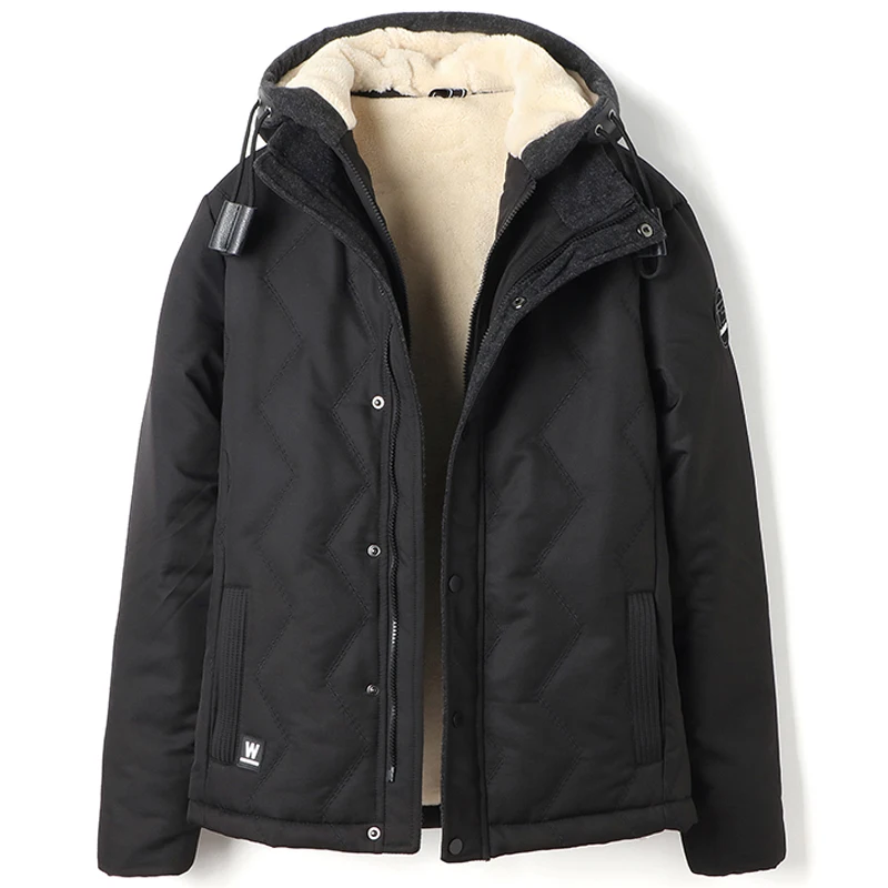 

Winter jacket men outdoor double thicken warm hooded coat mens outwear casual hat detachable windbreaker thick lamb jackets 4XL