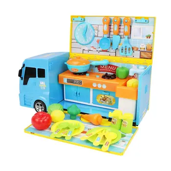 

33 PCS Food Truck Playset for Kids Kitchen Car with Simulation Cooking Food Lights Sounds Kitchen Accessories Set for Boys Girls