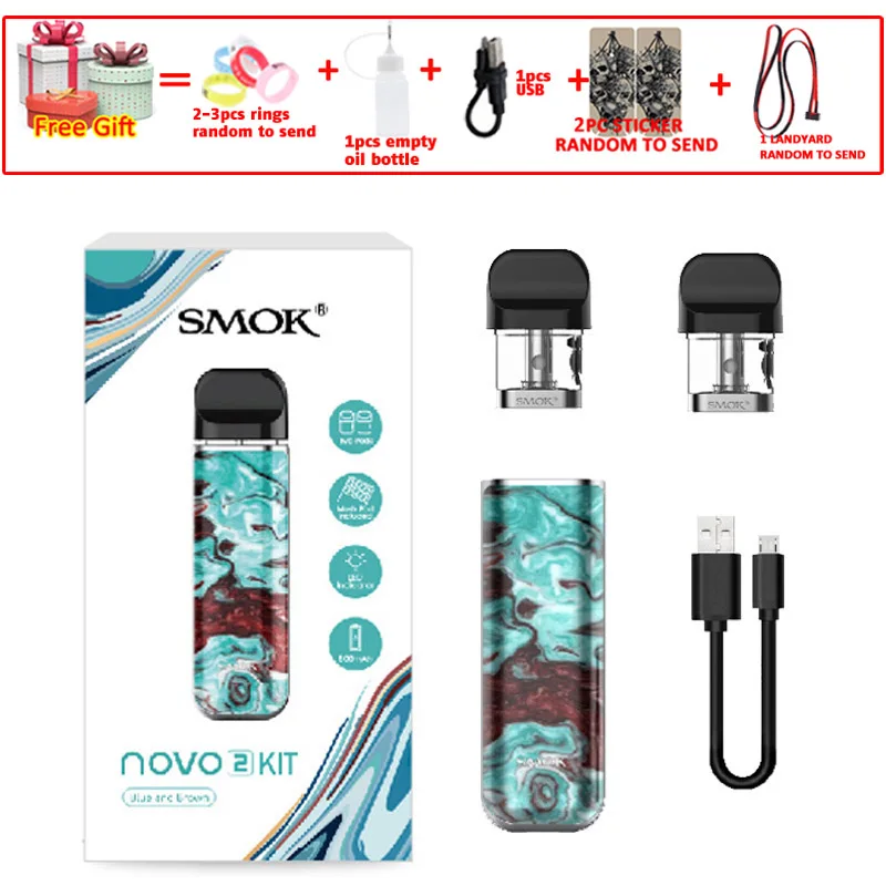 SMOK pod starter kit SMOK novo 2 kit cobra covered vape pen kit с 450 мАч встроенным аккумулятором 2 мл емкость pod system kit - Цвет: novo2 blue brown
