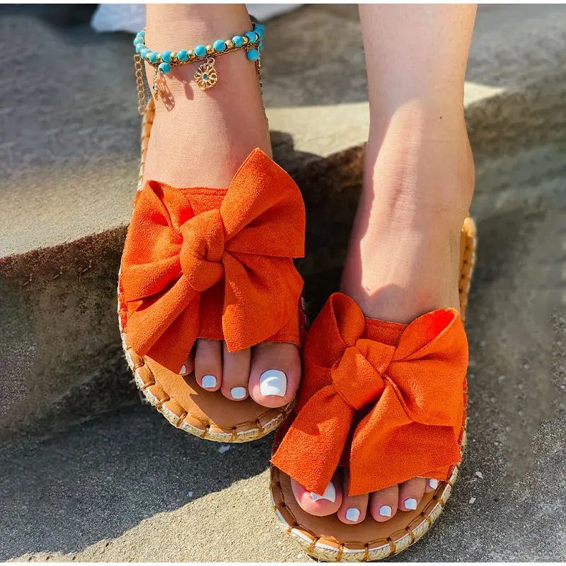 Vanessas women’s slippers beach shoes casual flat slides bow-knot sandals