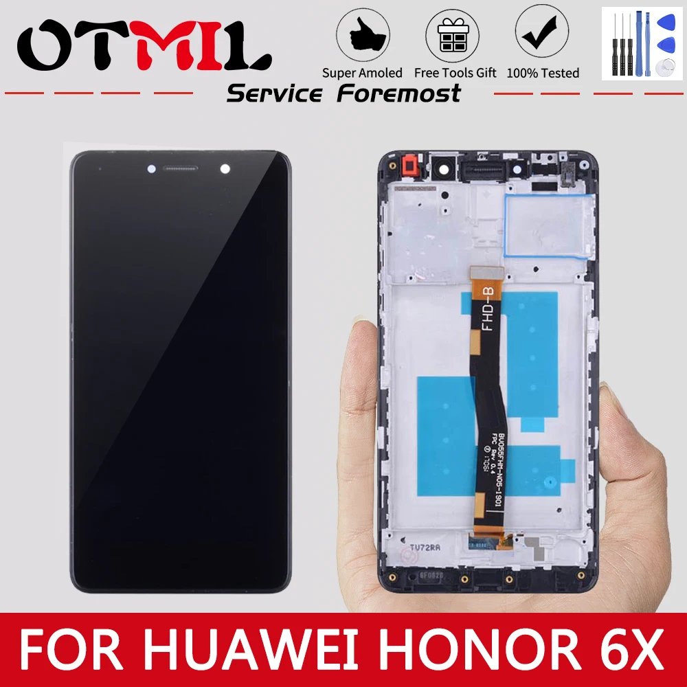 

OTMIL 5.5" For Huawei Honor 6X LCD Display Touch Screen with Frame Digitizer Assemble Replacement Parts For Huawei Mate 9 Lite