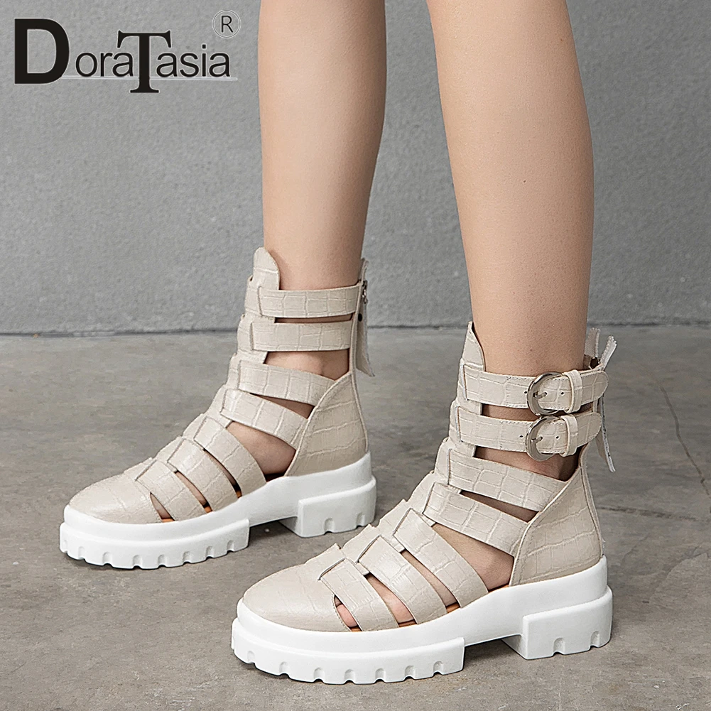 

DORATASIA New Brand Cool Genuine Leather Gladiator Sandals High Heels Summer Sandals Women Fashion Platform Dress Shoes Woman