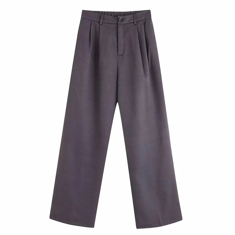 pants Осенне-зимний винтажный комплект из двух предметов в клетку, Женский Длинный блейзер, куртка, верхняя одежда и широкие брюки, офисные брюки, костюмы, женские брюки - Цвет: pants