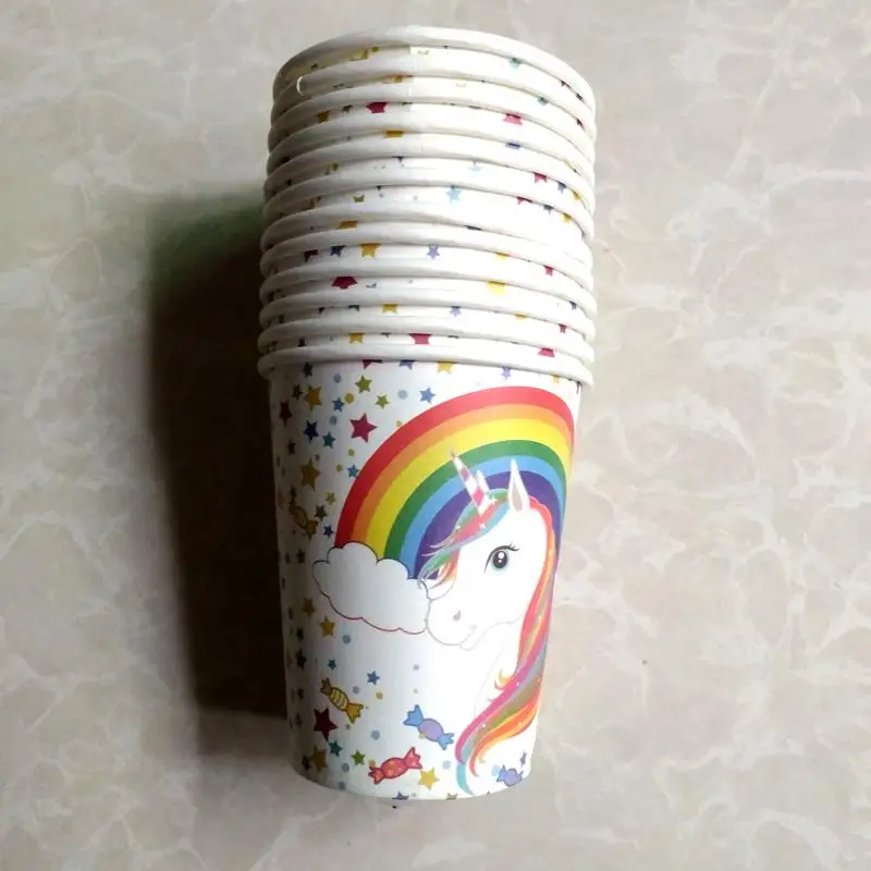 61 pcs с днем рождения Tablecover малыш пользу пластины с принтом белого единорога тема Бумага детские салфетки стаканчики Decora скатерть праздничный комплект